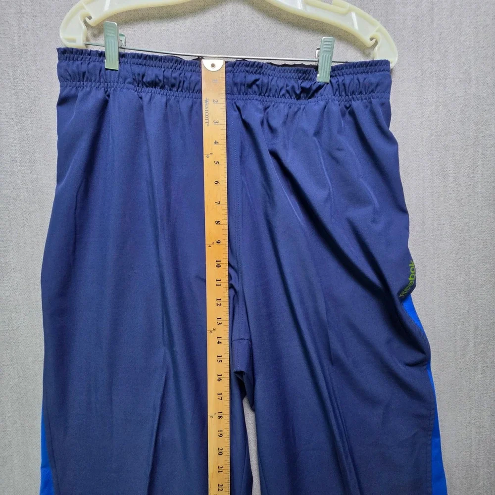 Reebok Athletic Pants Men Large Blue Polyester Spandex Track Joggers